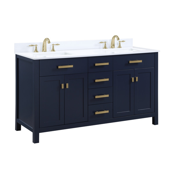 A Touch Of Design Luca 60" Freestanding Bathroom Vanity Blue HE-A060B